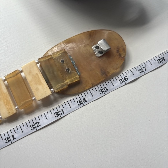 Vintage Natural Horn Link Belt Statement Oval Buckle Handmade Boho Art Piece main image 6